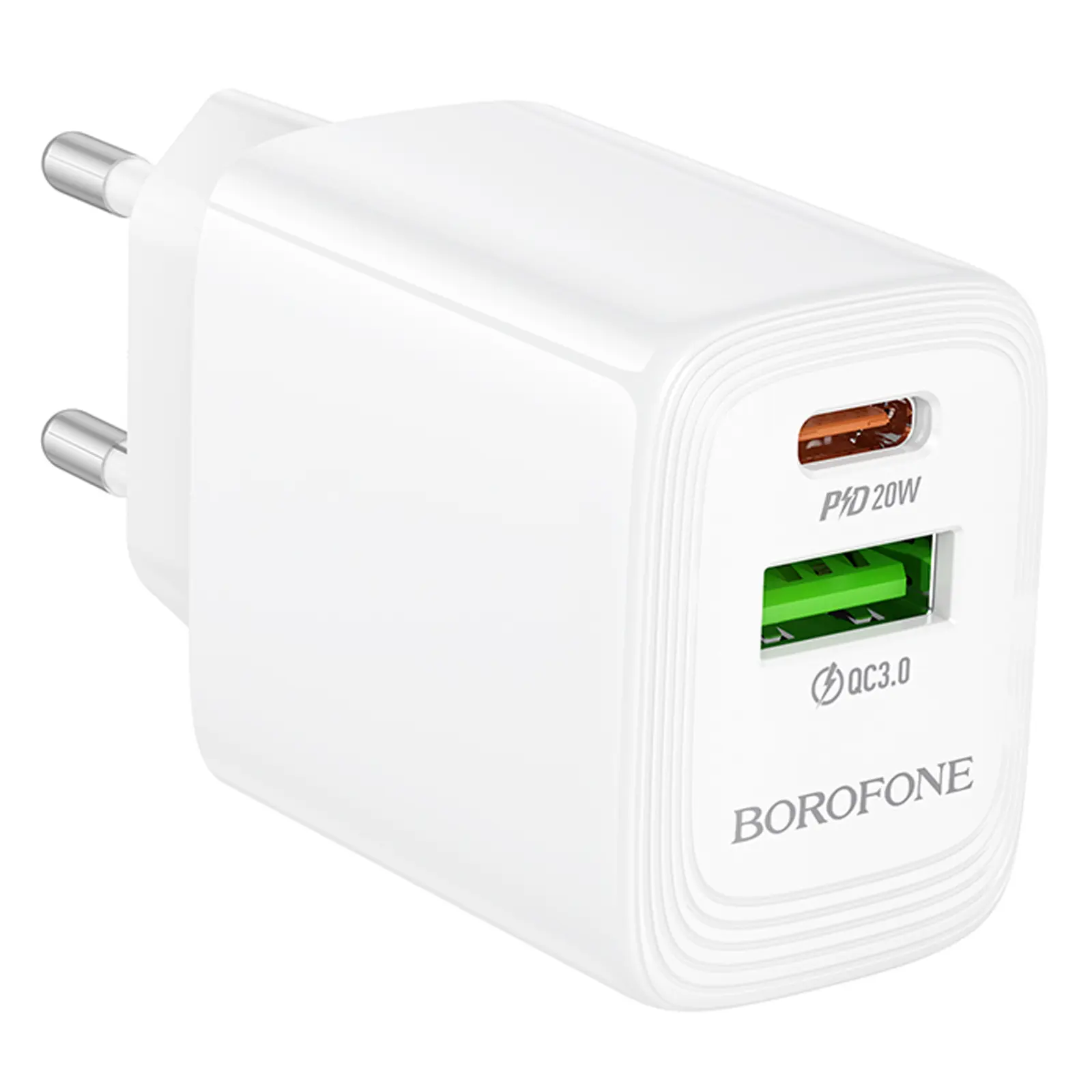 СЗУ Borofone BN27 Fuente PD20W+QC3.0 (1USB-A/1C), White 3, купить оптом с доставкой