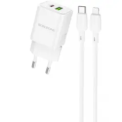 СЗУ Borofone BN14 Royal PD30W+QC3.0 (1USB-A/1C) + кабель Type-C to Lightning