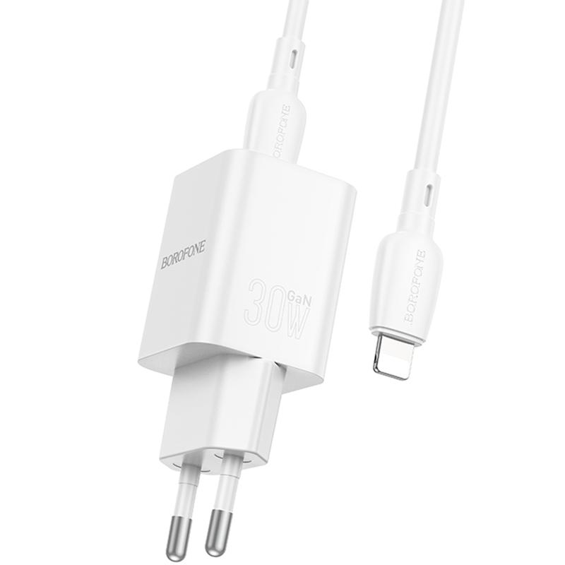 МЗП Borofone BN14 Royal PD30W+QC3.0 (1USB-A/1C) + кабель Type-C to Lightning на малюнкі №3