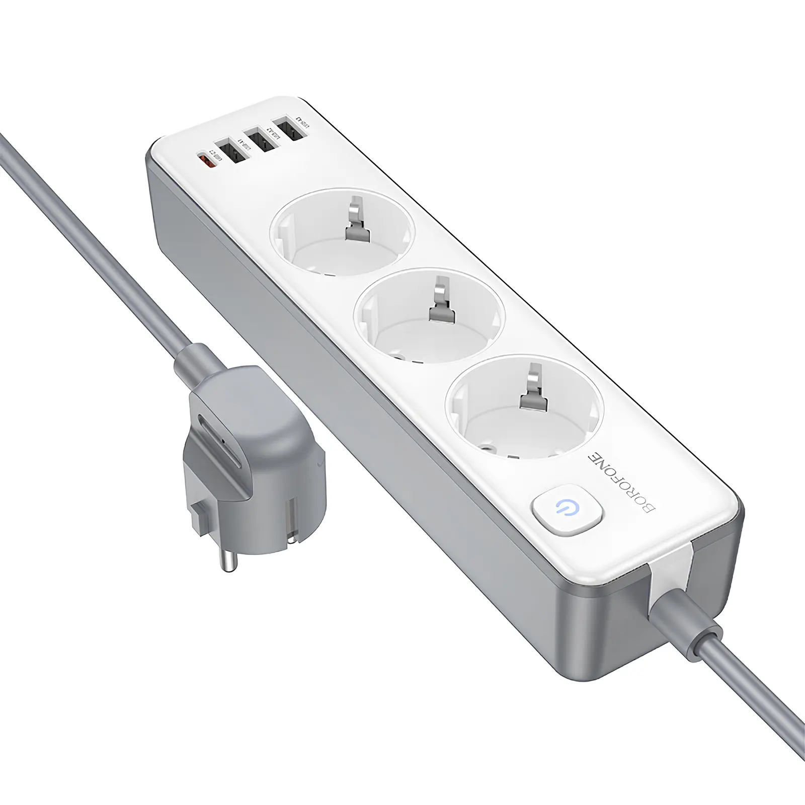 Удлинитель Borofone BAC9 Power PD20W (3USB-A/1C/3xSocket) (2m), White, купить оптом с доставкой