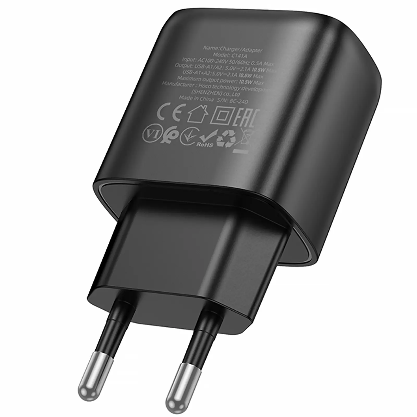 СЗУ Hoco C141A Smart 2.1A (2USB-A), Black 1, купить оптом с доставкой