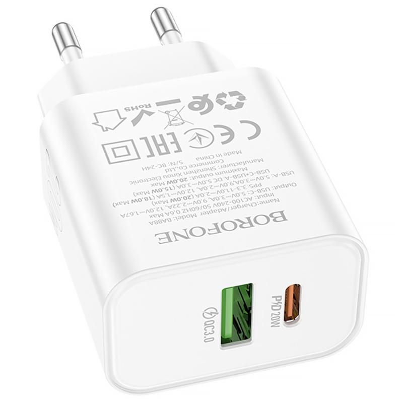 МЗП Borofone BA88A Navy PD20W+QC3.0 (1USB-A/1C) на малюнкі №4