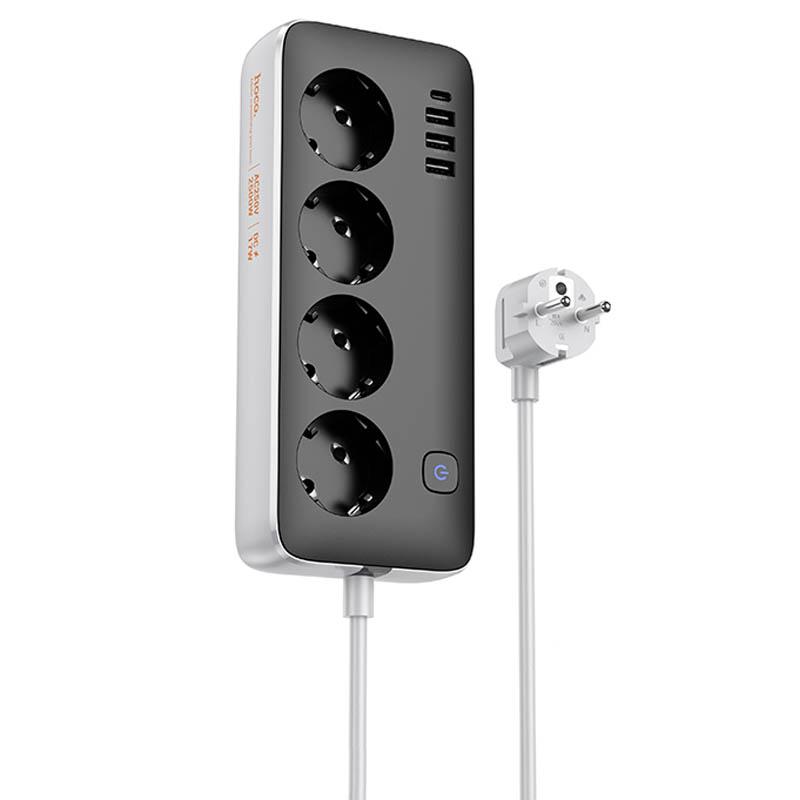 Удлинитель Hoco AC21 Sunlight 4-bit (1C/3A/4xSocket) (1.5m) на картинке №1