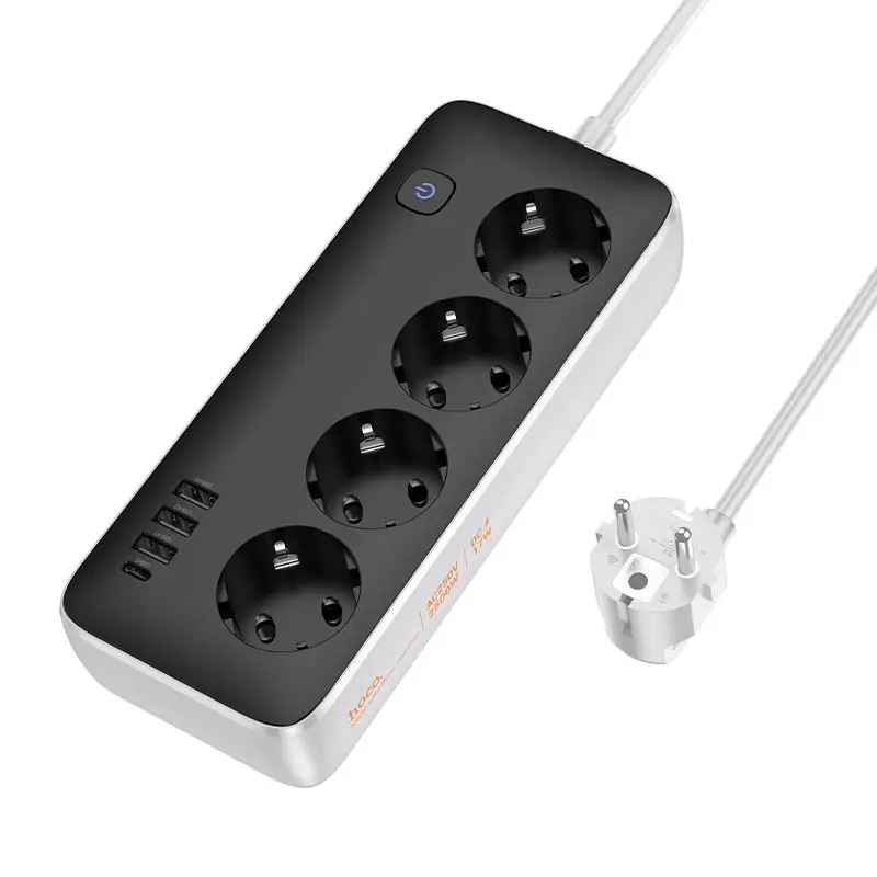 Подовжувач Hoco AC21 Sunlight 4-bit (1C/3A/4xSocket) (1.5m), White 1, купити оптом з доставкою