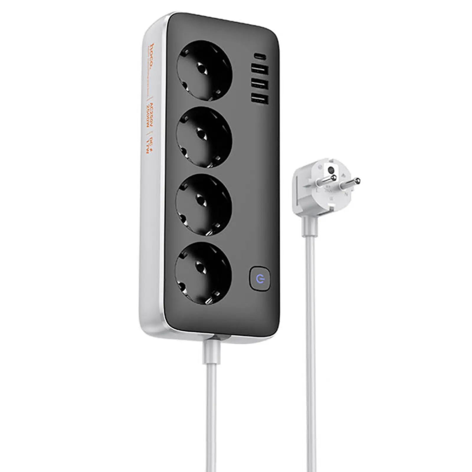 Подовжувач Hoco AC21 Sunlight 4-bit (1C/3A/4xSocket) (1.5m), White, купити оптом з доставкою
