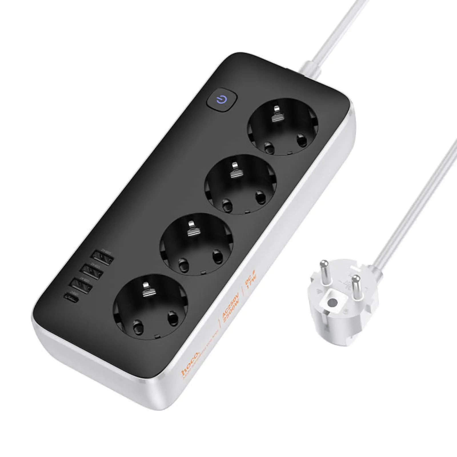 Подовжувач Hoco AC21 Sunlight 4-bit (1C/3A/4xSocket) (1.5m), White 1, купити оптом з доставкою