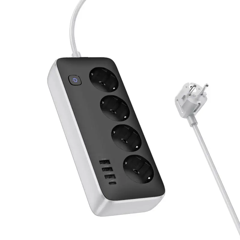 Подовжувач Hoco AC21 Sunlight 4-bit (1C/3A/4xSocket) (1.5m), White 2, купити оптом з доставкою