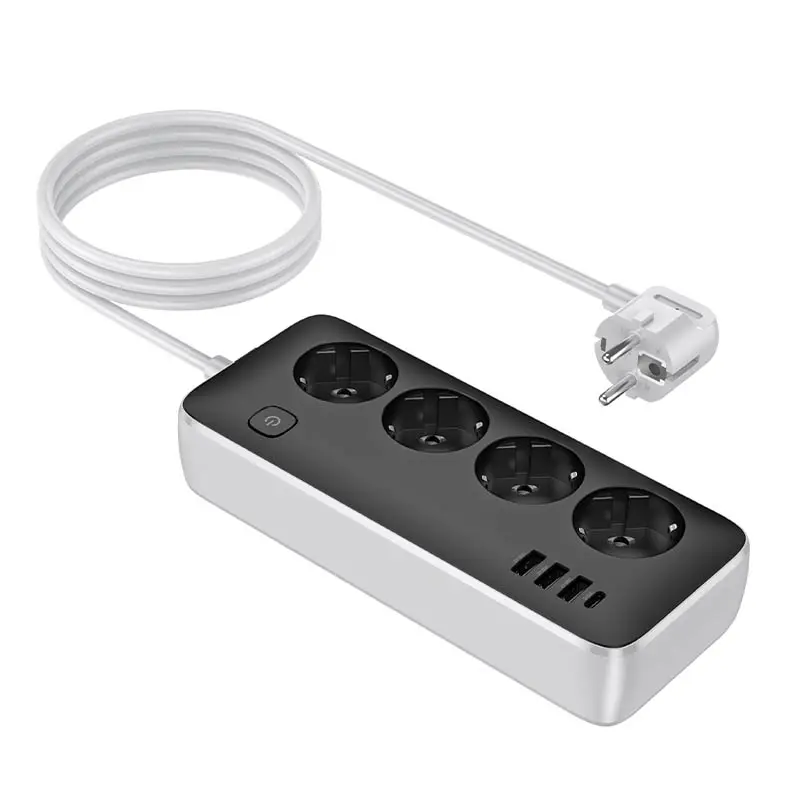 Подовжувач Hoco AC21 Sunlight 4-bit (1C/3A/4xSocket) (1.5m), White 3, купити оптом з доставкою