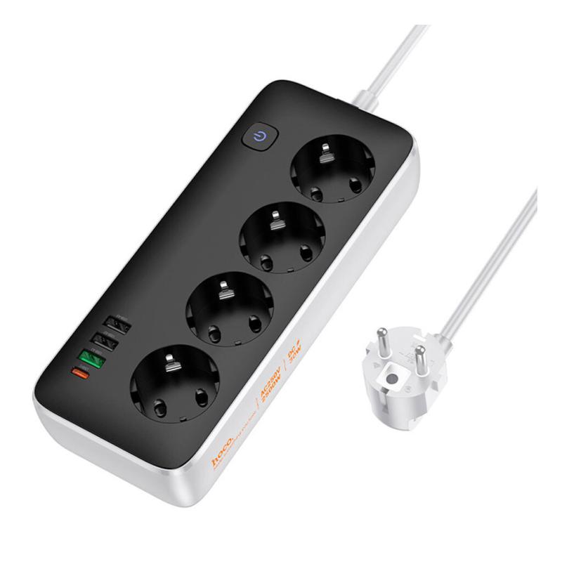 Подовжувач Hoco AC22 Sunlight (PD30W/1C/3A/4xSocket) (3m) на малюнкі №1