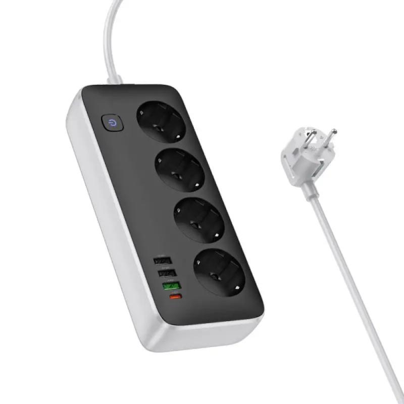 Подовжувач Hoco AC22 Sunlight (PD30W/1C/3A/4xSocket) (3m) на малюнкі №2