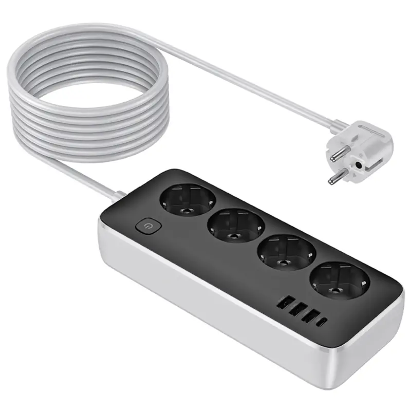 Подовжувач Hoco AC21 Sunlight 4-bit (1C/3A/4xSocket) (3m), Black 1, купити оптом з доставкою