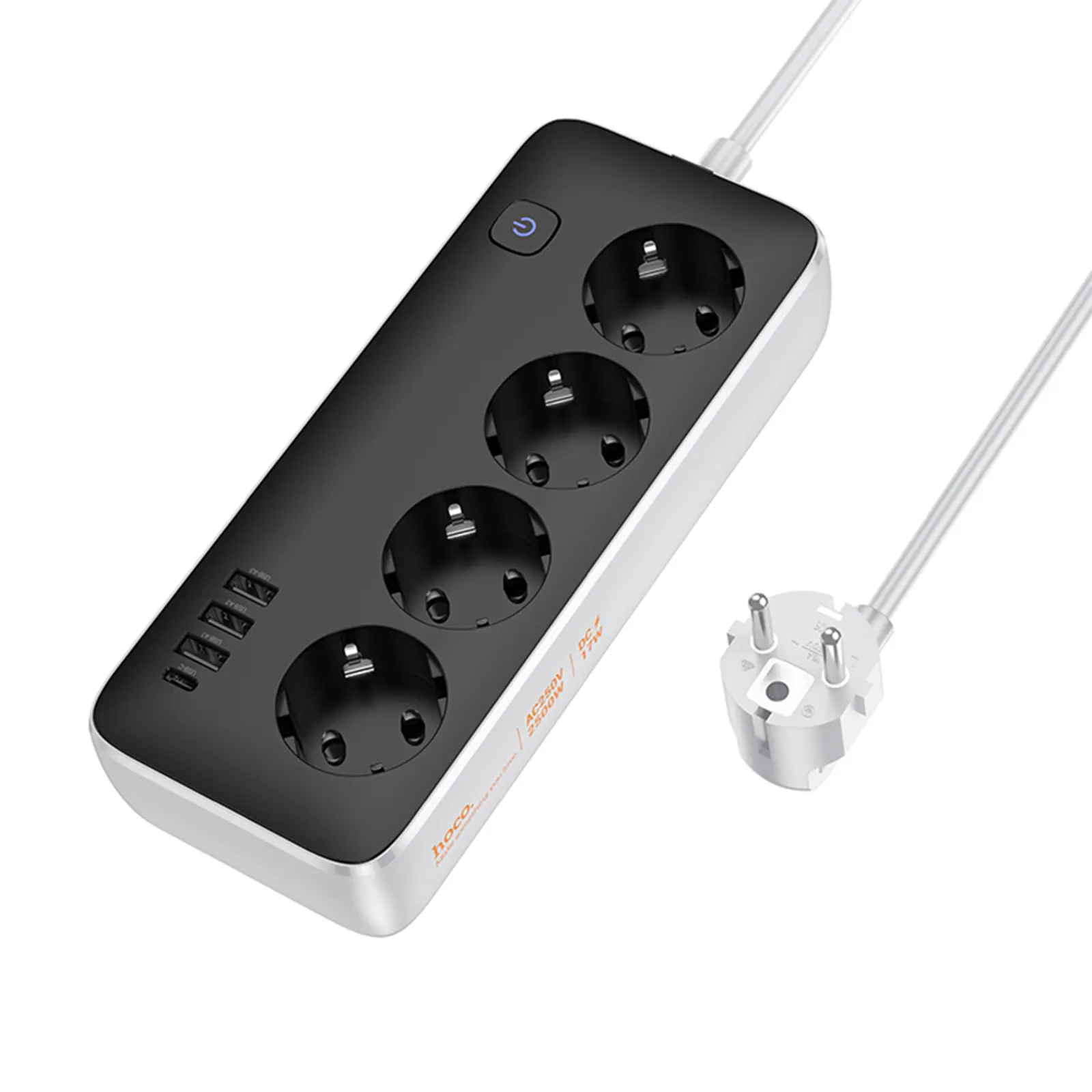 Подовжувач Hoco AC21 Sunlight 4-bit (1C/3A/4xSocket) (3m), Black 3, купити оптом з доставкою