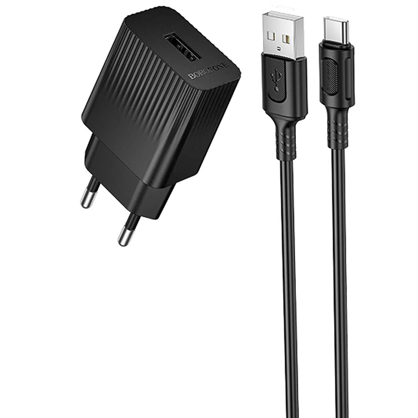 СЗУ Borofone BAS71A Source 10.5W (1USB-A) + кабель USB to Type-C, Black, купить оптом с доставкой