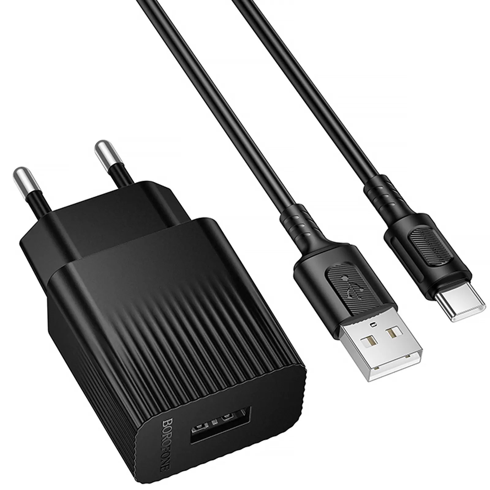 СЗУ Borofone BAS71A Source 10.5W (1USB-A) + кабель USB to Type-C, Black 1, купить оптом с доставкой