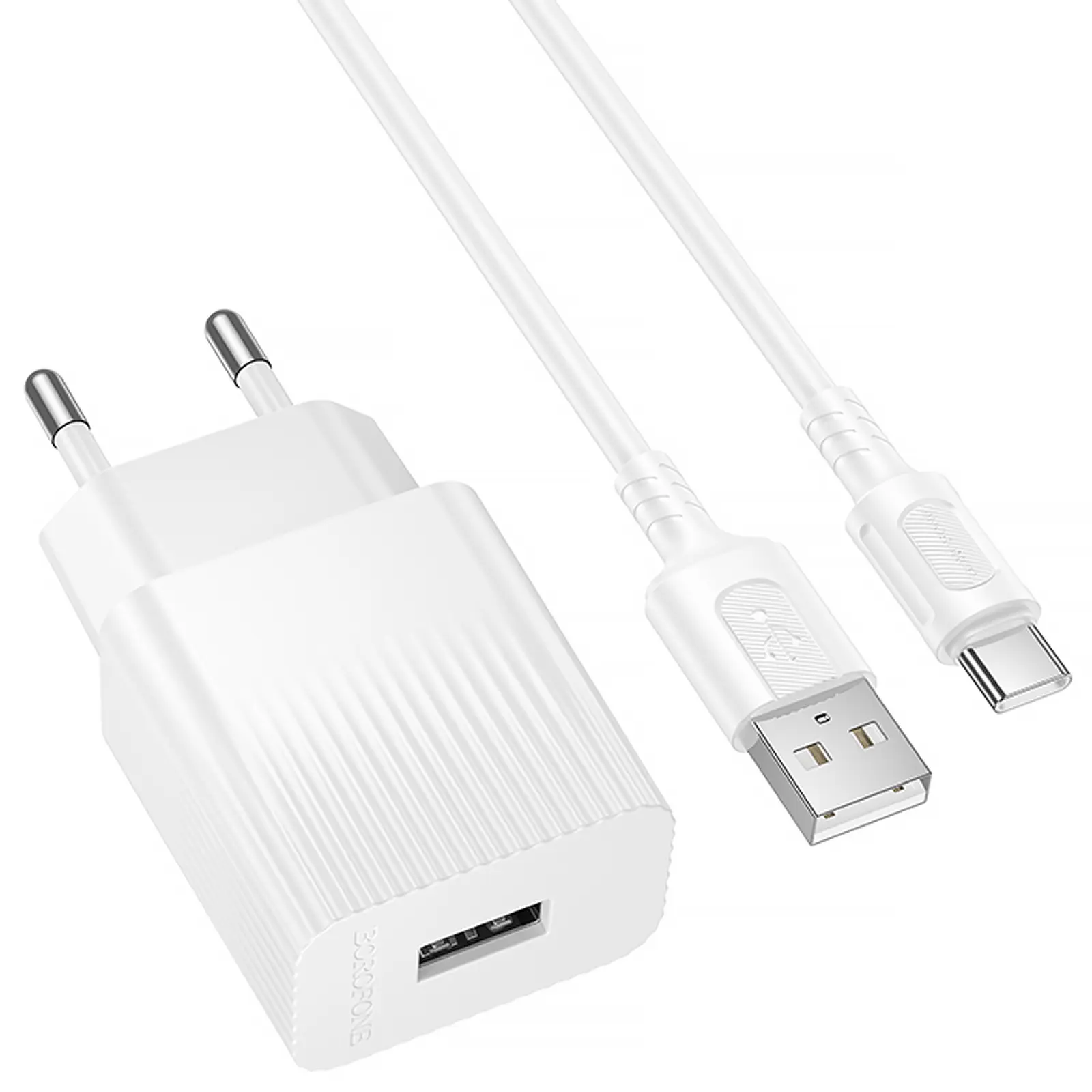 СЗУ Borofone BAS71A Source 10.5W (1USB-A) + кабель USB to Type-C, White 1, купить оптом с доставкой