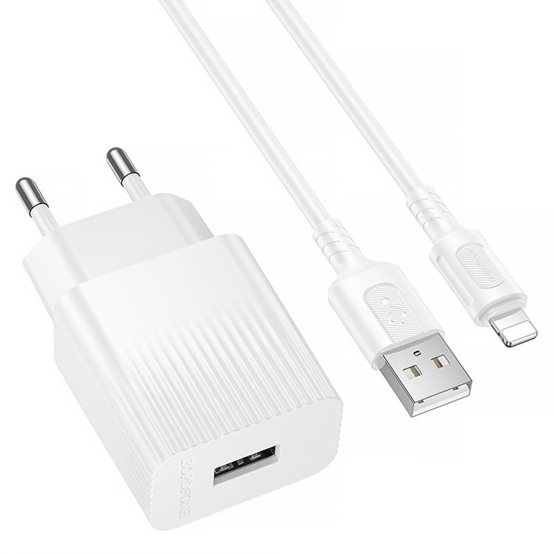 МЗП Borofone BAS71A Source 10.5W (1USB-A) + кабель USB to Lightning на малюнкі №2