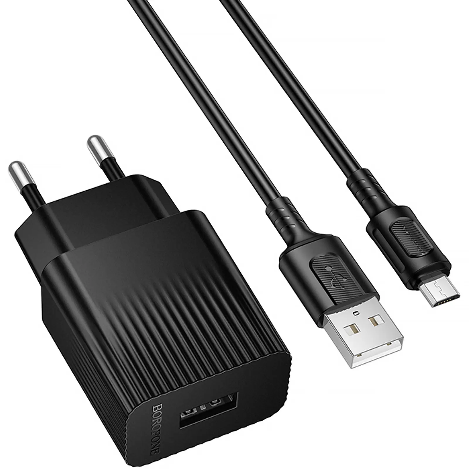 МЗП Borofone BAS71A Source 10.5W (1USB-A) + кабель USB to MicroUSB, Black 1, купити оптом з доставкою