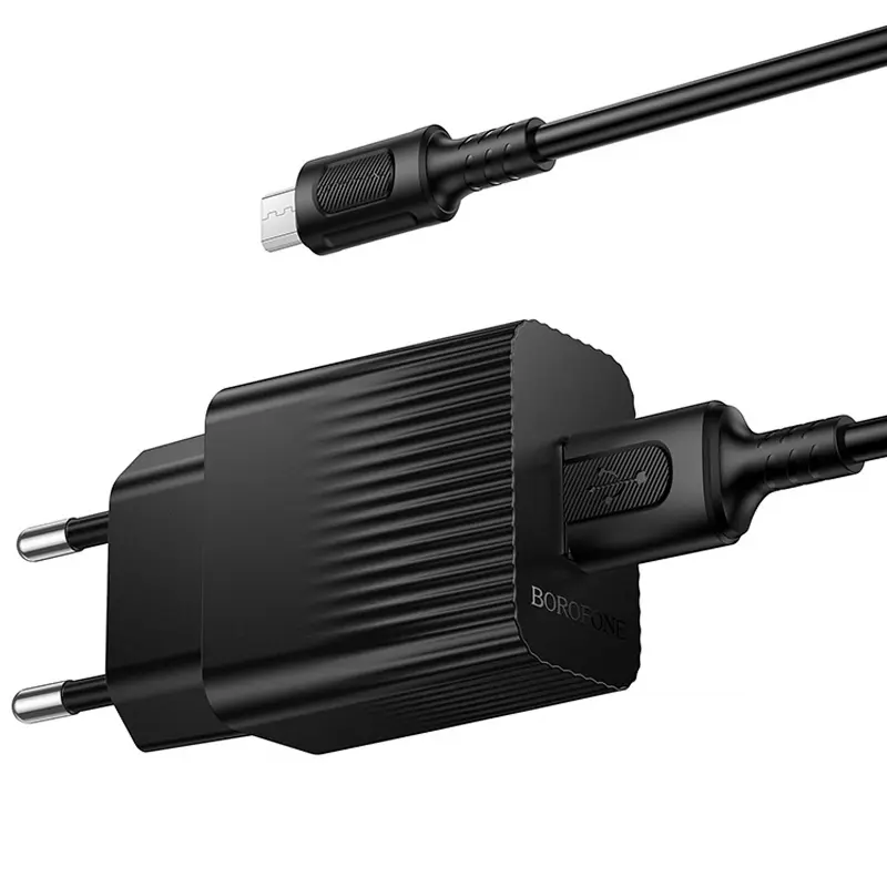 МЗП Borofone BAS71A Source 10.5W (1USB-A) + кабель USB to MicroUSB, Black 2, купити оптом з доставкою