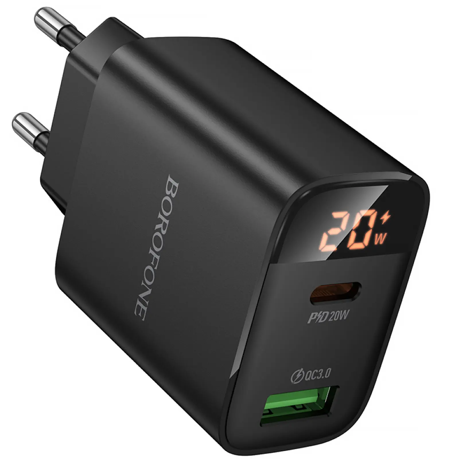 МЗП Borofone BA96A Ilustre with digital display PD20W+QC3.0 (1USB-A/1C), купити оптом з доставкою