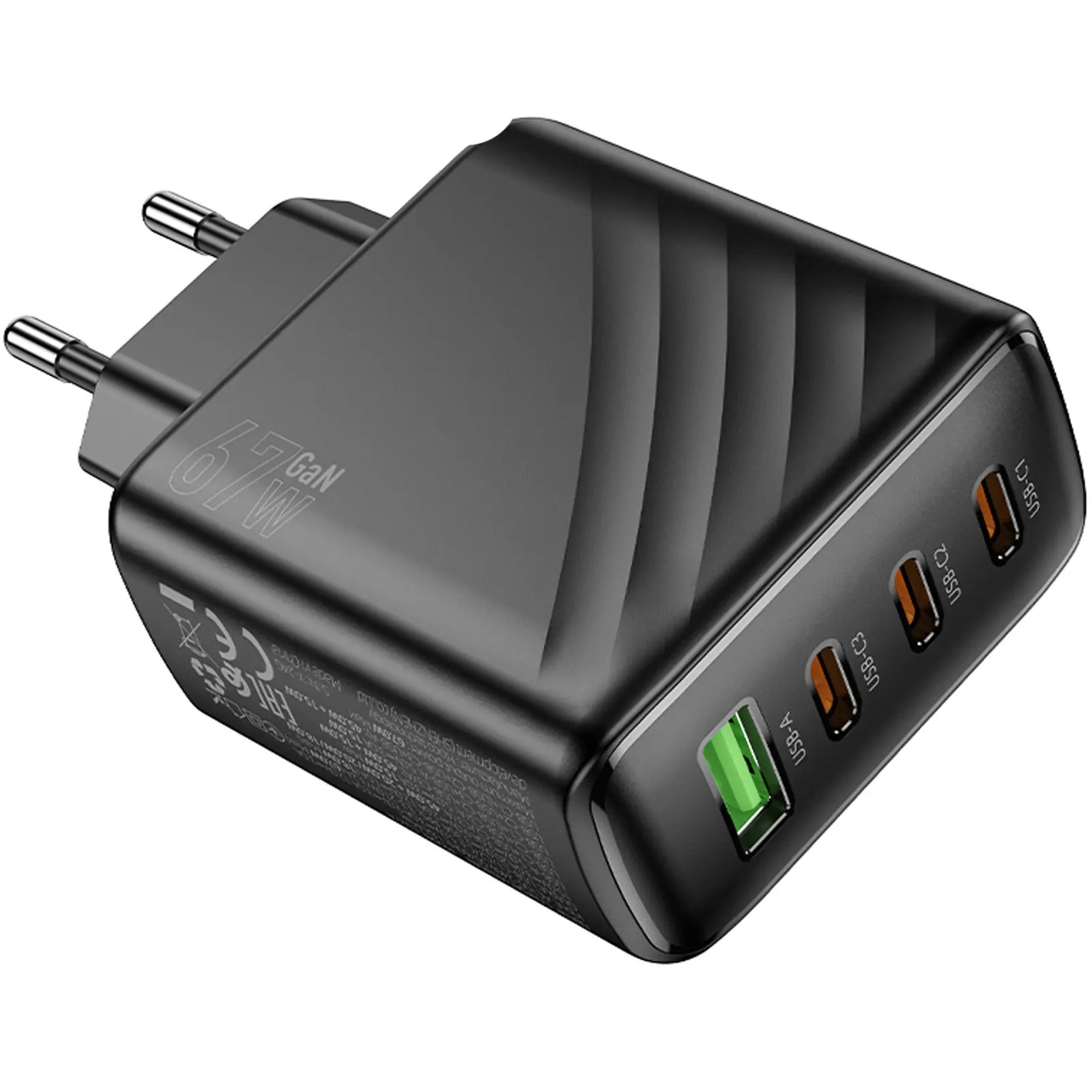 МЗП Hoco CS27A Supply PD67W+QC3.0 (1USB-A/3C), Black 2, купити оптом з доставкою