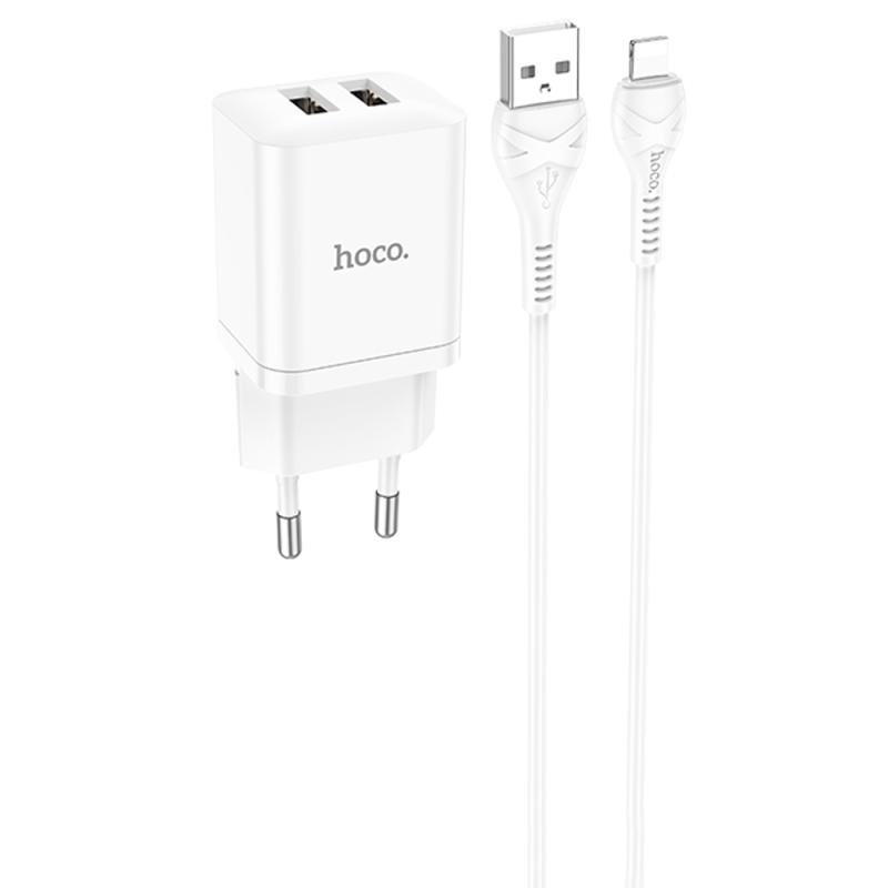 МЗП Hoco N25 Maker (2USB-A) + USB to Lightning на малюнкі №1