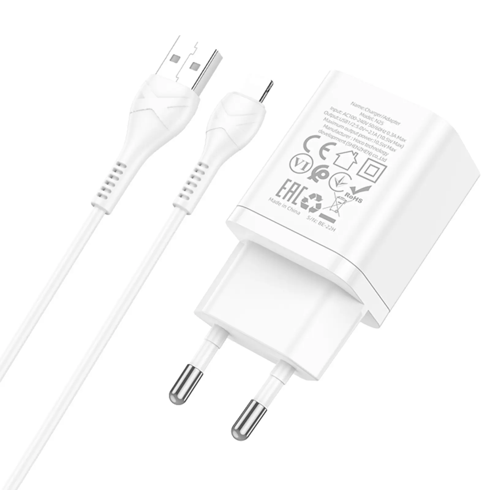 СЗУ Hoco N25 Maker (2USB-A) + USB to Lightning, White 3, купить оптом с доставкой