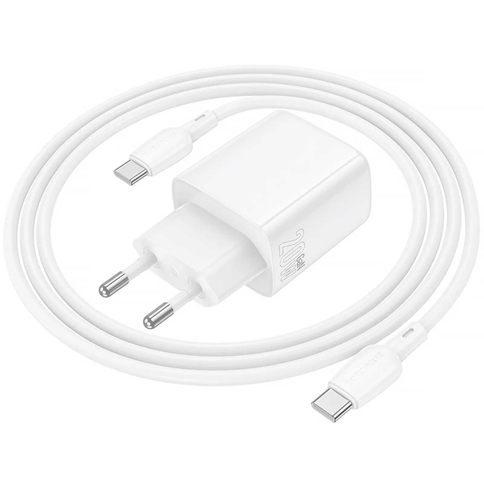 Уценка СЗУ Borofone BN27 Fuente PD20W+QC3.0 (1USB-A/1C) + кабель Type-C to Type-C, Поврежденная упаковка / White 1, купить оптом с доставкой