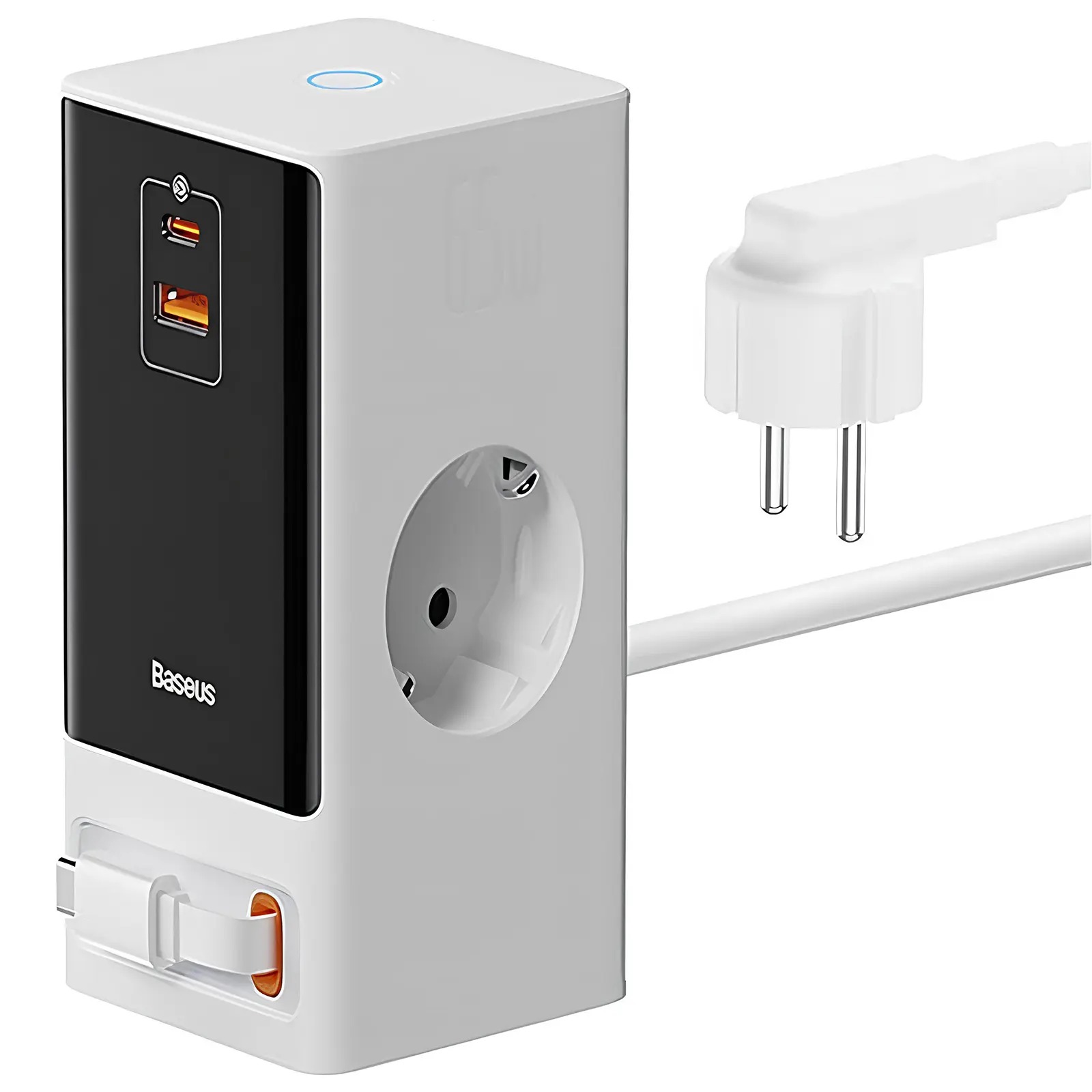 СЗУ Baseus OS PowerCombo Digital PowerStrip+Retractable-C 65W (1USB-A/1C/2Socket) (1.5m) (PSLR000), купить оптом с доставкой