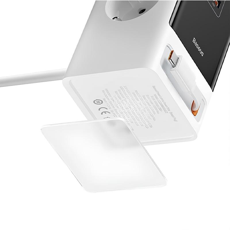 МЗП Baseus OS PowerCombo Digital PowerStrip+Retractable-C 65W (1USB-A/1C/2Socket) (1.5m) (PSLR000) на малюнкі №3