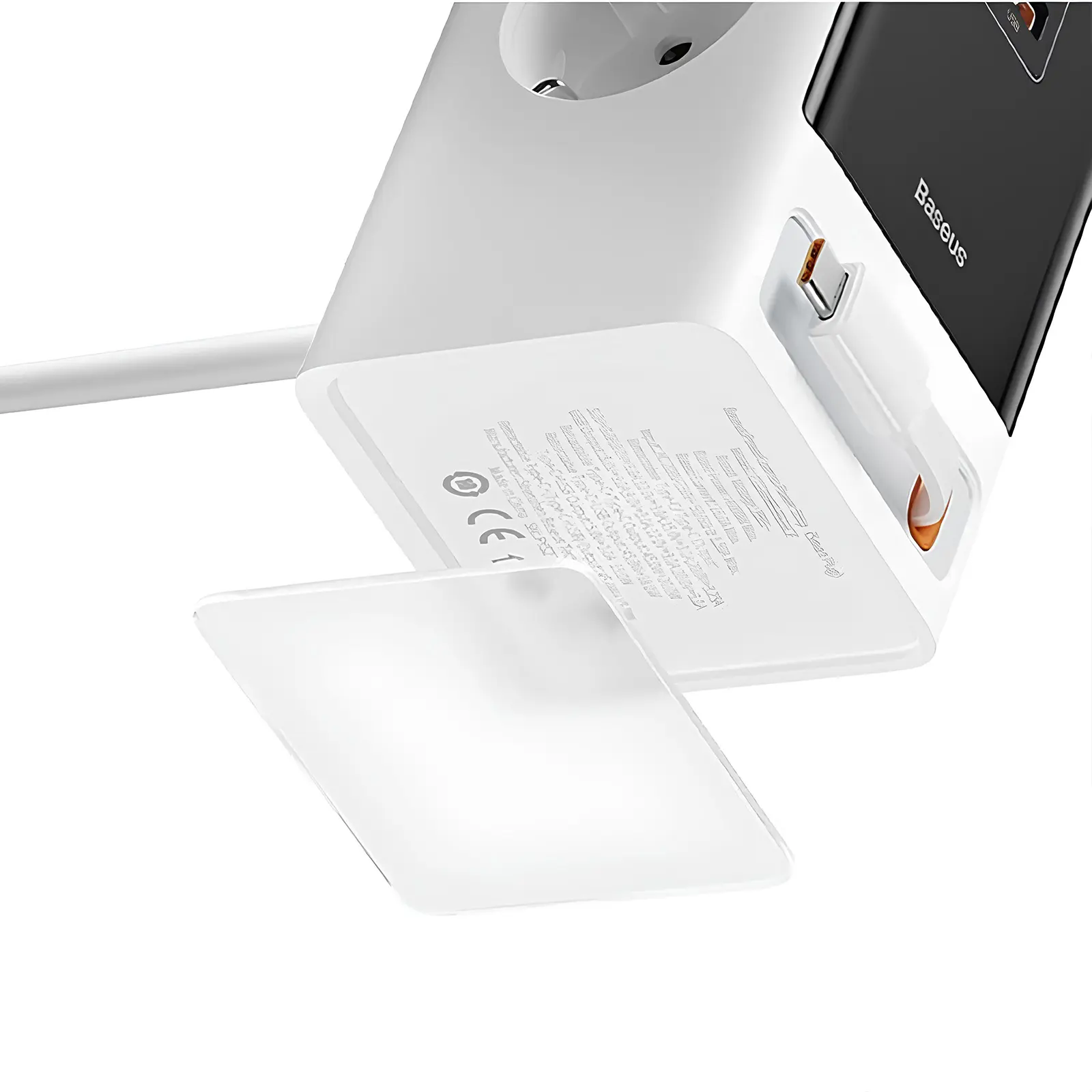 СЗУ Baseus OS PowerCombo Digital PowerStrip+Retractable-C 65W (1USB-A/1C/2Socket) (1.5m) (PSLR000), Glacier White 2, купить оптом с доставкой