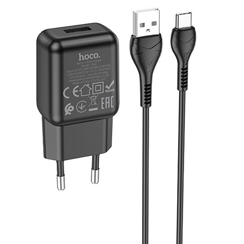 МЗП Hoco C96A (1USB/2.1A) + кабель USB to Type-C на малюнкі №1