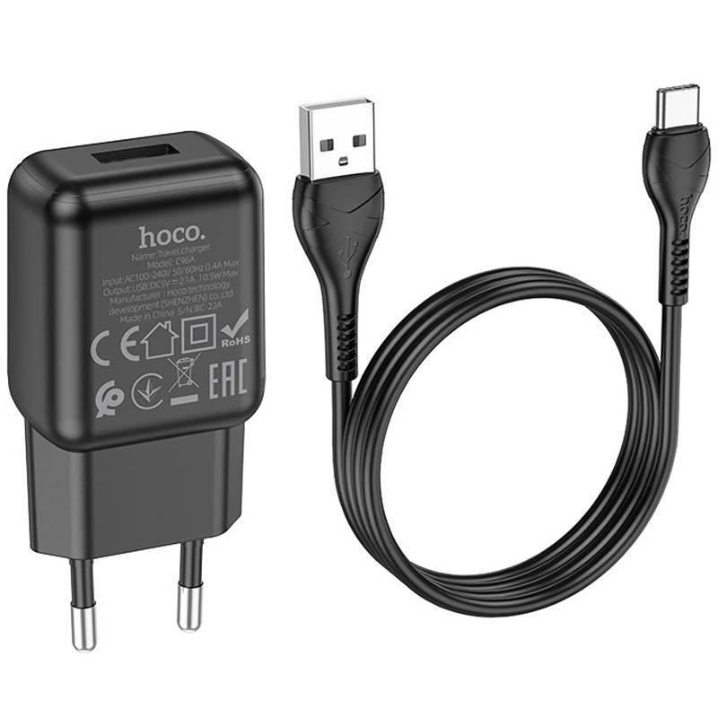 МЗП Hoco C96A (1USB/2.1A) + кабель USB to Type-C на малюнкі №4