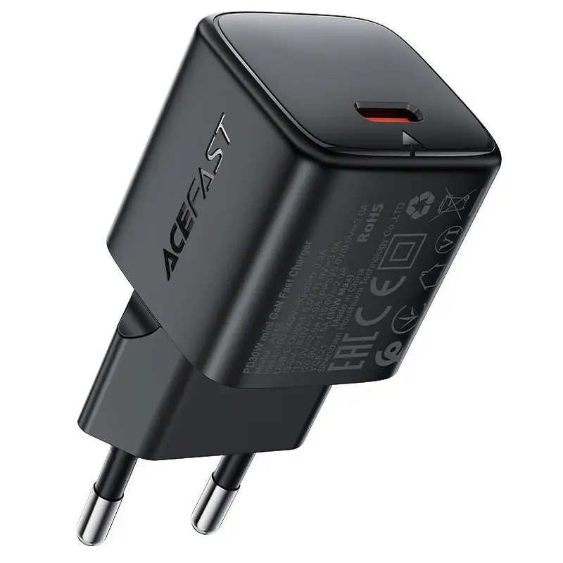 МЗП Acefast A118 PD30W GaN (1USB-C), Black, купити оптом з доставкою
