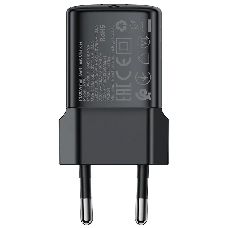 МЗП Acefast A118 PD30W GaN (1USB-C), Black 3, купити оптом з доставкою