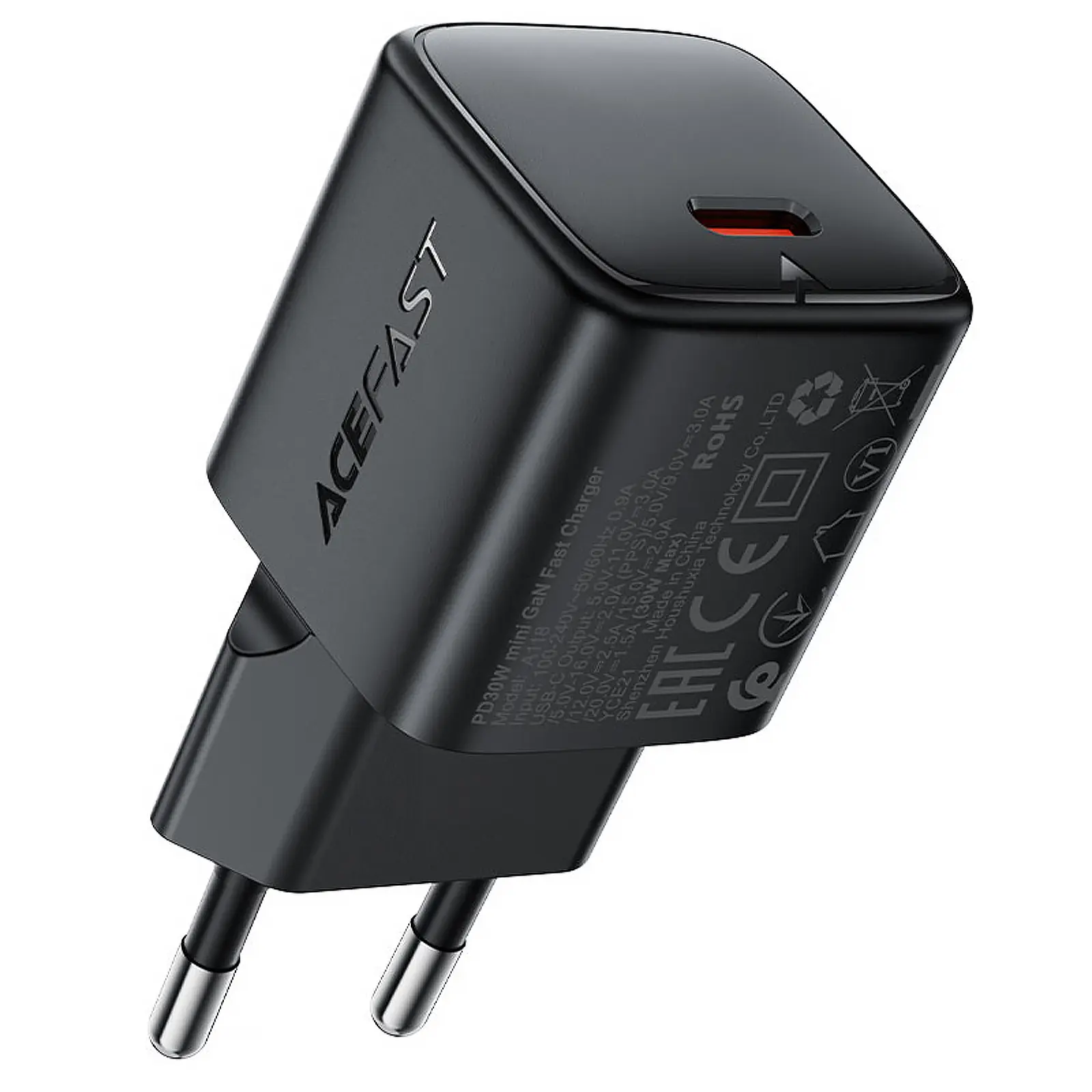 СЗУ Acefast A118 PD30W GaN (1USB-C) + кабель Type-C to Type-C, Black 4, купить оптом с доставкой