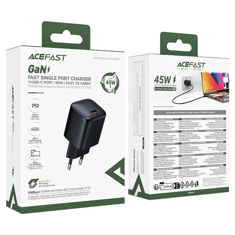 МЗП Acefast A119 PD45W GaN (1USB-C), Black 4, купити оптом з доставкою