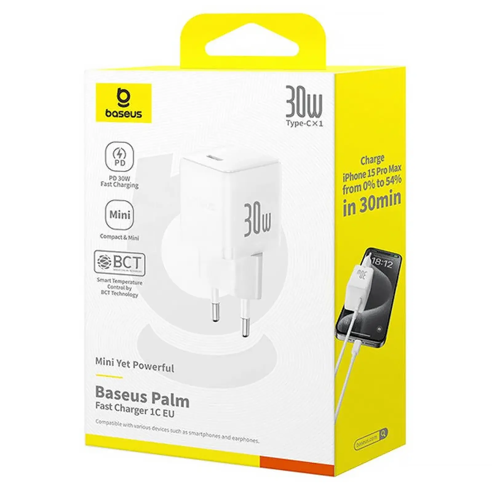 СЗУ Baseus Palm Fast Charger 30W (1USB-C) (P10111605113-00), Moon White 4, купить оптом с доставкой