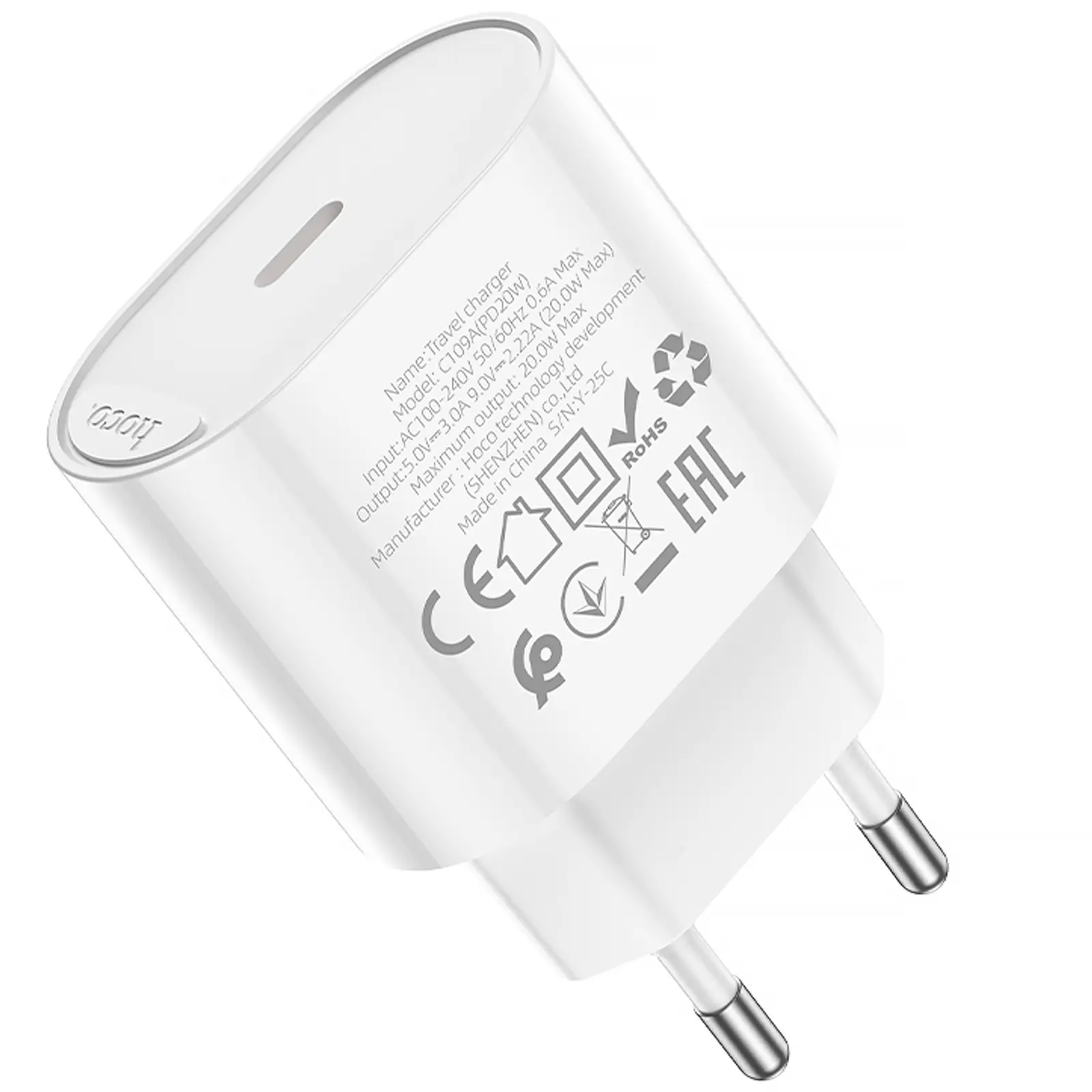 СЗУ Hoco C109A Fighter PD20W (1USB-C), White 4, купить оптом с доставкой