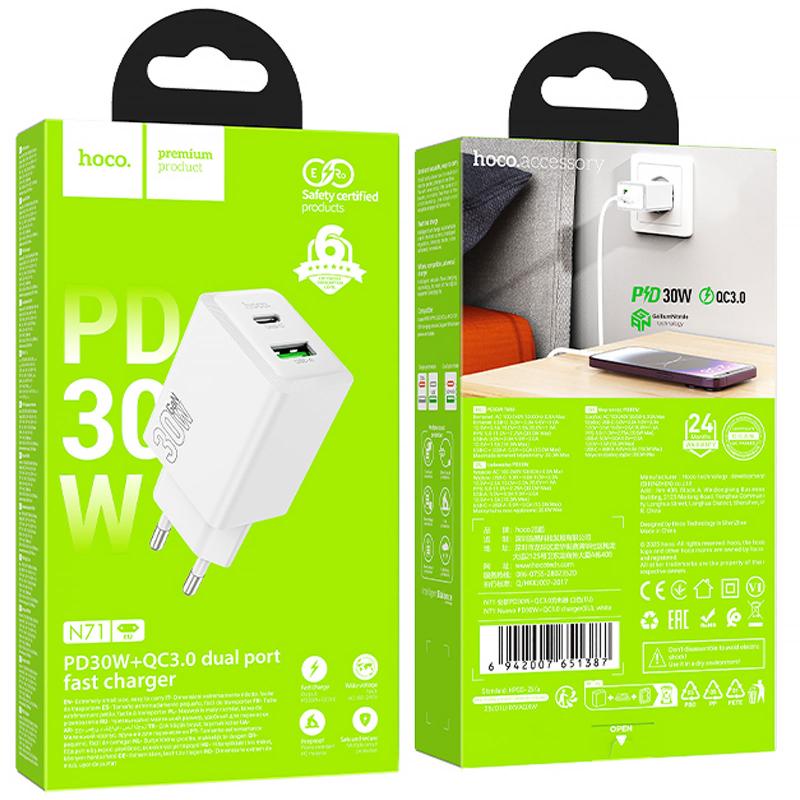 МЗП Hoco N71 Nuevo PD30W+QC3.0 (1USB-A/1C) на малюнкі №2