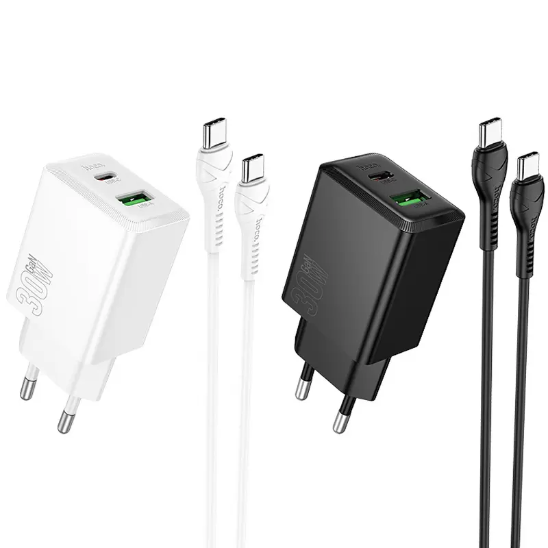 СЗУ Hoco N71 Nuevo PD30W+QC3.0 (1USB-A/1C) + кабель Type-C to Type-C, купить оптом с доставкой