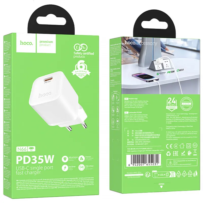 МЗП Hoco N66 Ingenious PD35W (1USB-C), White 3, купити оптом з доставкою