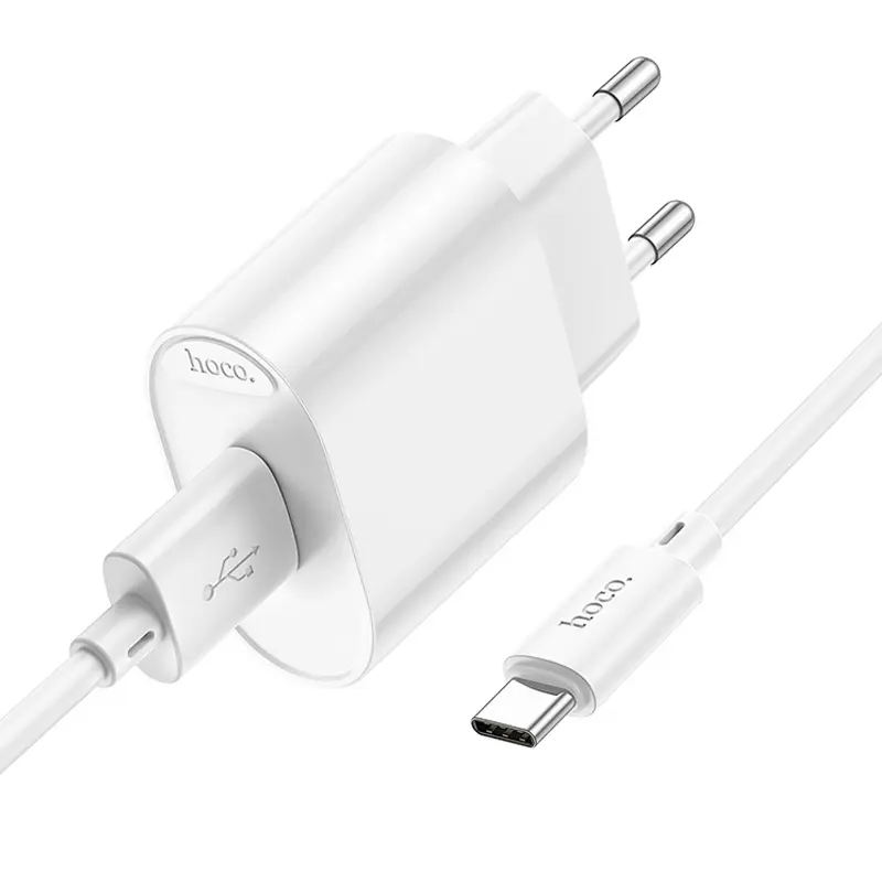 СЗУ Hoco C109A Fighter 10.5W (1USB-A) + кабель USB to Type-C, White 1, купить оптом с доставкой