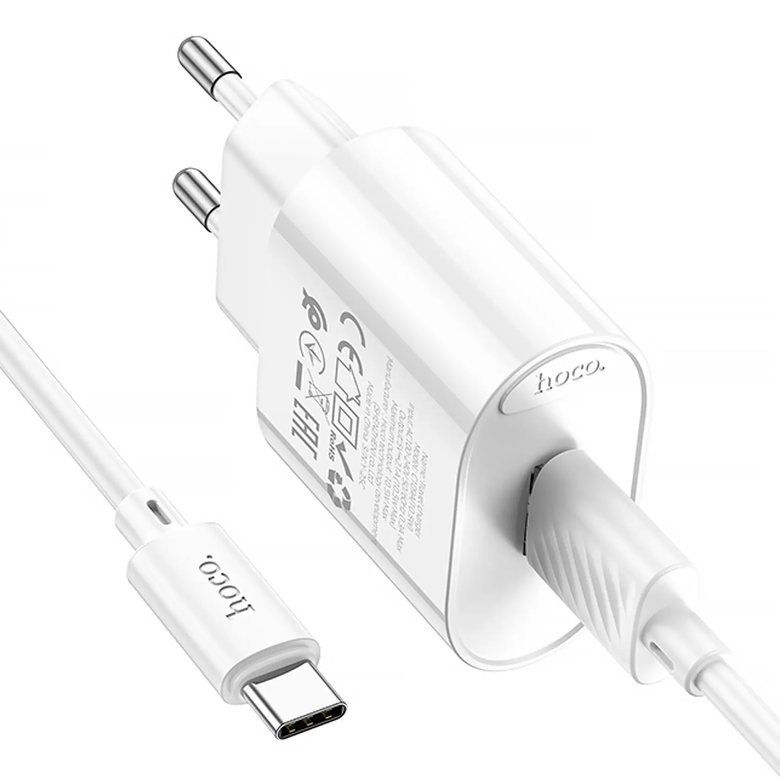 СЗУ Hoco C109A Fighter 10.5W (1USB-A) + кабель USB to Type-C, White 2, купить оптом с доставкой
