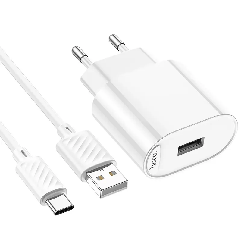 СЗУ Hoco C109A Fighter 10.5W (1USB-A) + кабель USB to Type-C, White 3, купить оптом с доставкой