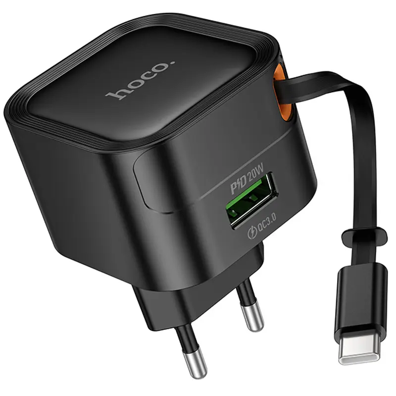 СЗУ Hoco C154A Changer With Retractable Cable Type-C PD20W+QC3.0 (1USB-C), купить оптом с доставкой
