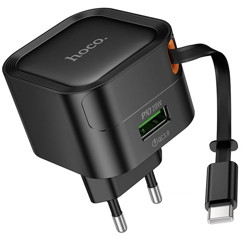 МЗП Hoco C154A Changer With Retractable Cable Type-C PD20W+QC3.0 (1USB-C) на малюнкі №1