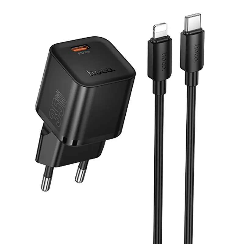 СЗУ Hoco N66 Ingenious PD35W (1USB-C) + кабель Type-C to Lightning, Black, купить оптом с доставкой