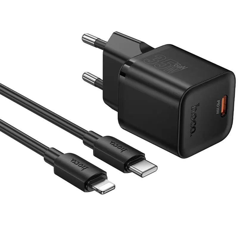 СЗУ Hoco N66 Ingenious PD35W (1USB-C) + кабель Type-C to Lightning, Black 2, купить оптом с доставкой