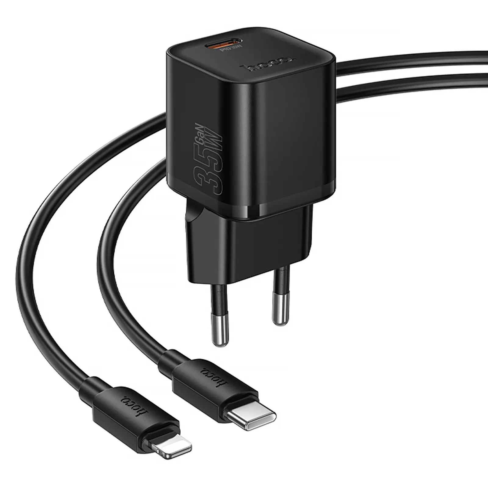 СЗУ Hoco N66 Ingenious PD35W (1USB-C) + кабель Type-C to Lightning, Black 3, купить оптом с доставкой