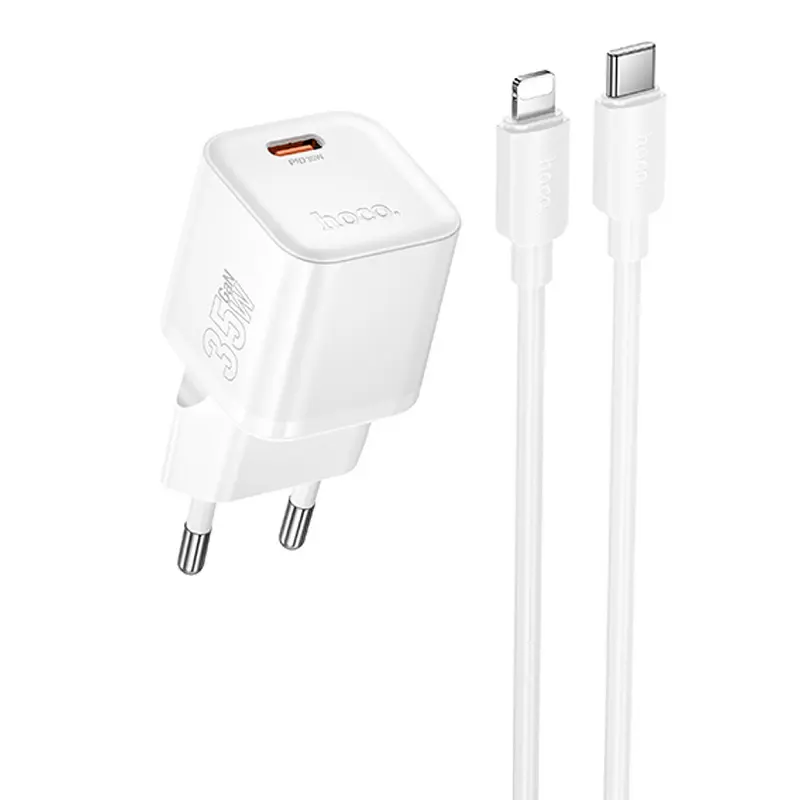 МЗП Hoco N66 Ingenious PD35W (1USB-C) + кабель Type-C to Lightning, White, купити оптом з доставкою